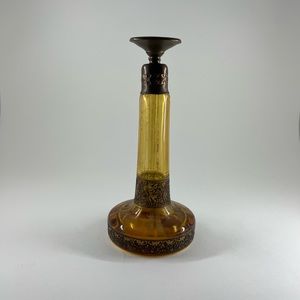 RARE! Antique etched amber glass perfume bottle.